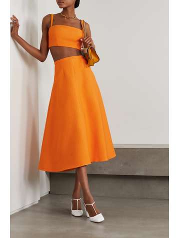 EMILIA WICKSTEAD Hertha pleated cloqué midi skirt