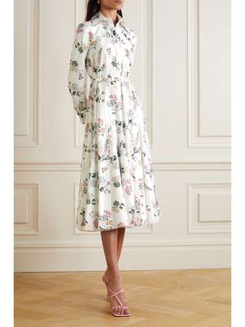 EMILIA WICKSTEAD Marion belted floral-print organic cotton-poplin midi dress