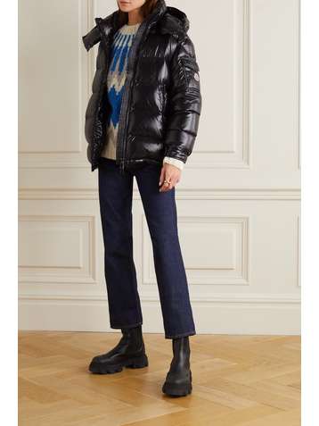 MONCLER Fustet hooded two-tone quilted glossed-shell down jacket