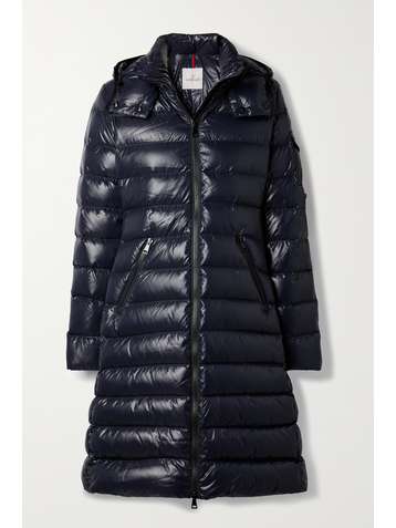 MONCLER Moka Daunenmantel aus gestepptem Shell mit Kapuze