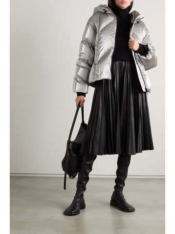 MONCLER Frele hooded quilted metallic shell down jacket
