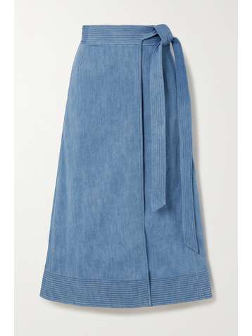 GABRIELA HEARST Duane denim midi wrap skirt