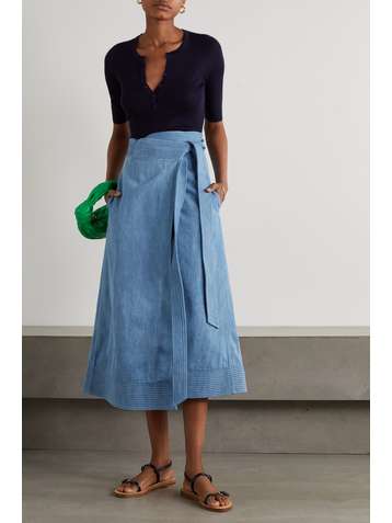 GABRIELA HEARST Duane denim midi wrap skirt