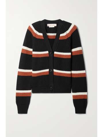 MARNI Striped ribbed wool cardigan