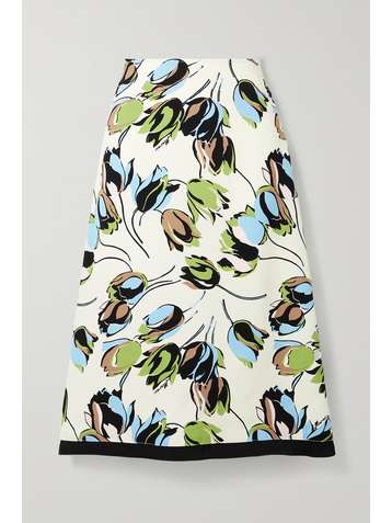 MARNI Floral-print crepe skirt