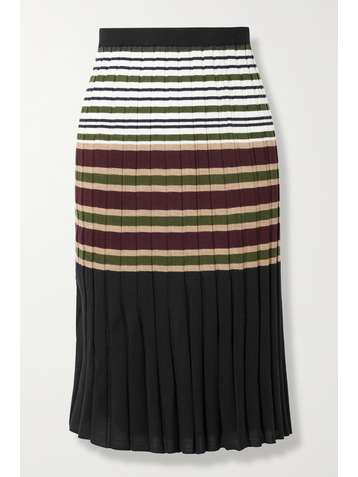 MARNI Striped ribbed wool midi skirt