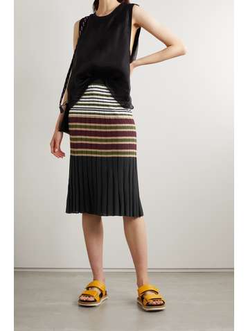 MARNI Striped ribbed wool midi skirt