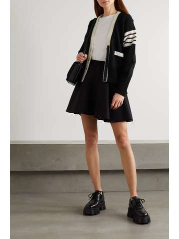 THOM BROWNE Striped wool and mohair-blend cardigan