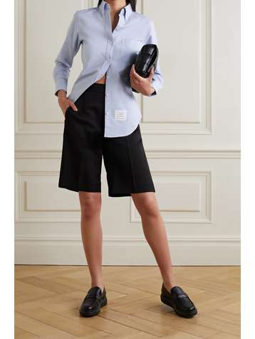 THOM BROWNE Appliquéd cotton-jacquard shirt