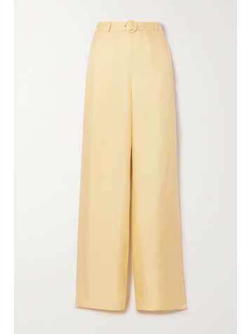 LAPOINTE Belted silk-twill wide-leg pants