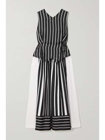 VICTORIA BECKHAM Belted striped silk-satin midi dress