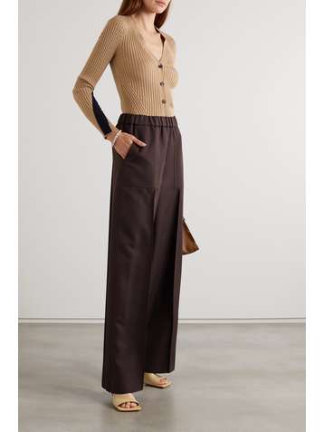 VICTORIA BECKHAM Two-tone ribbed wool cardigan
