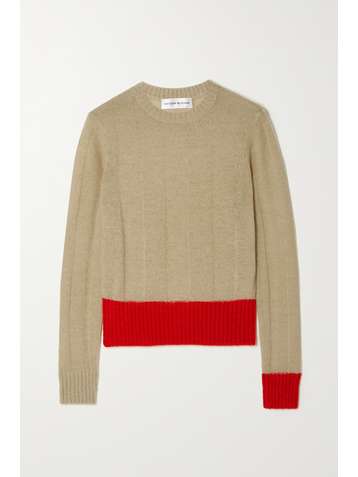 VICTORIA BECKHAM Two-tone ribbed alpaca-blend sweater