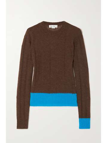 VICTORIA BECKHAM Two-tone ribbed alpaca-blend sweater