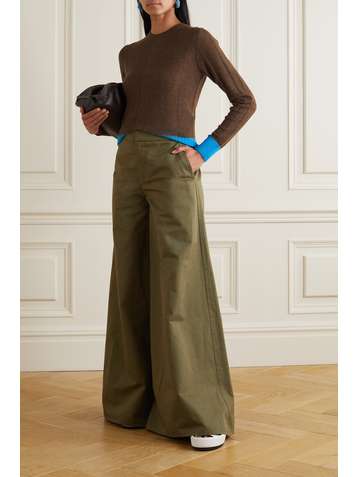 VICTORIA BECKHAM Two-tone ribbed alpaca-blend sweater