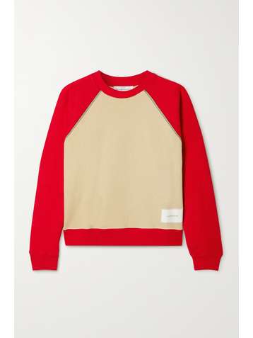 VICTORIA BECKHAM Appliquéd two-tone organic cotton-jersey sweatshirt