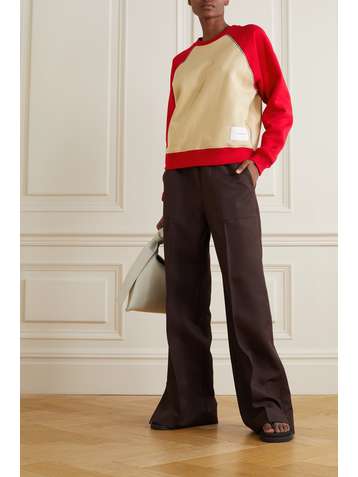 VICTORIA BECKHAM Appliquéd two-tone organic cotton-jersey sweatshirt