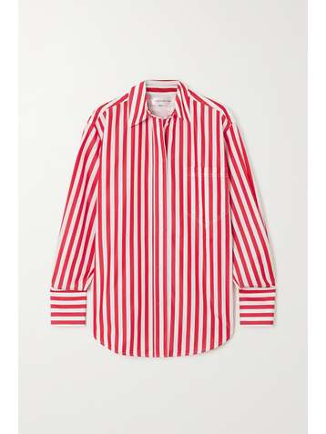 VICTORIA BECKHAM Oversized striped cotton-poplin shirt