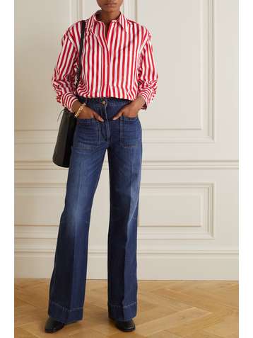 VICTORIA BECKHAM Oversized striped cotton-poplin shirt