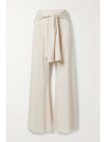 AAIZÉL + NET SUSTAIN tie-front ribbed-knit flared pants