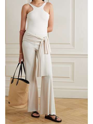 AAIZÉL + NET SUSTAIN tie-front ribbed-knit flared pants
