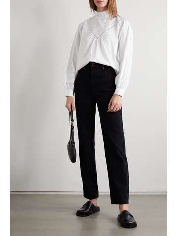 OFFICINE GÉNÉRALE Phoenix Bluse aus Baumwollpopeline mit Lochstickerei