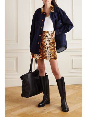 PHILOSOPHY DI LORENZO SERAFINI Tiger-print velvet mini skirt