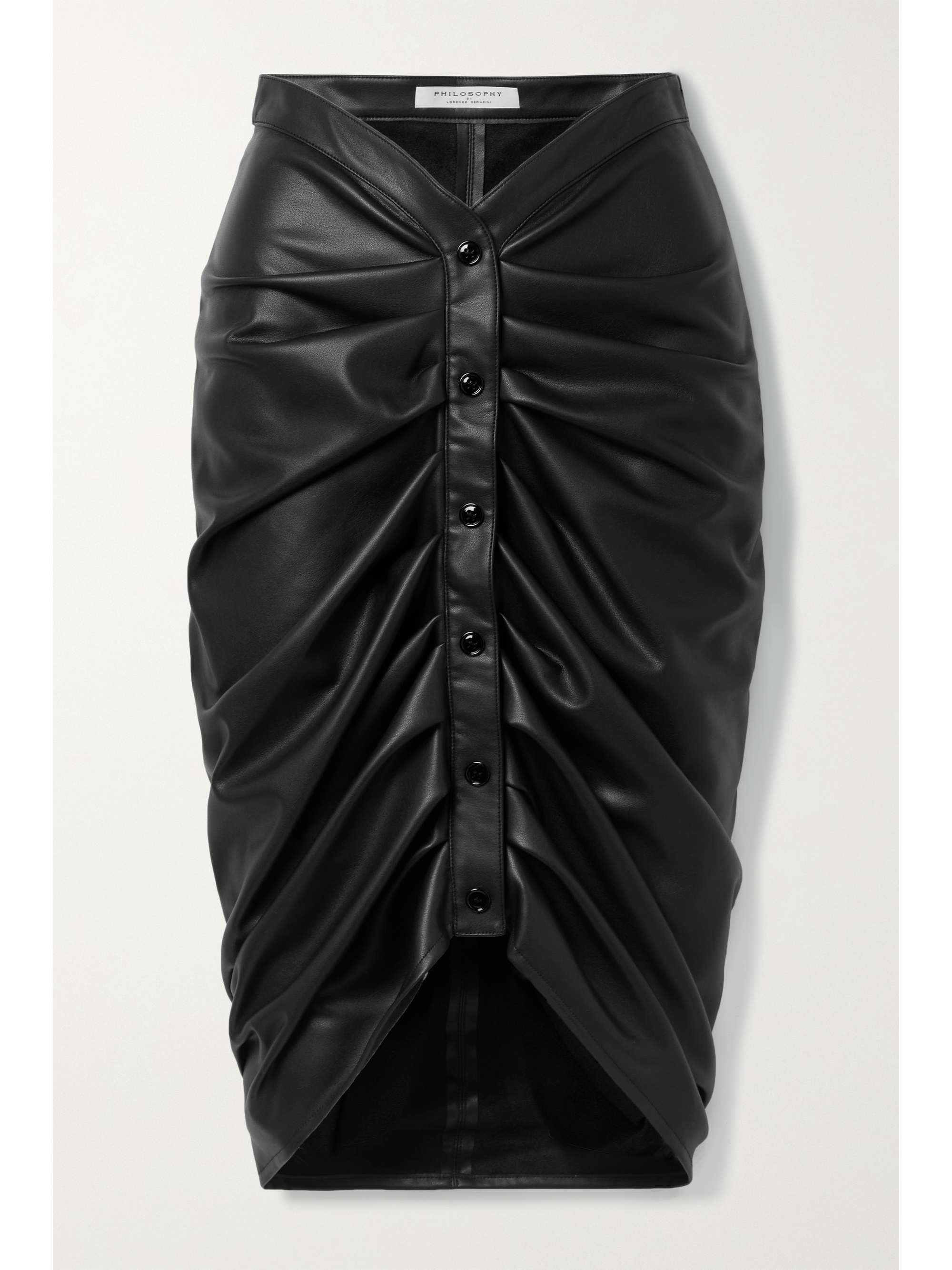 Black Ruched faux leather skirt 