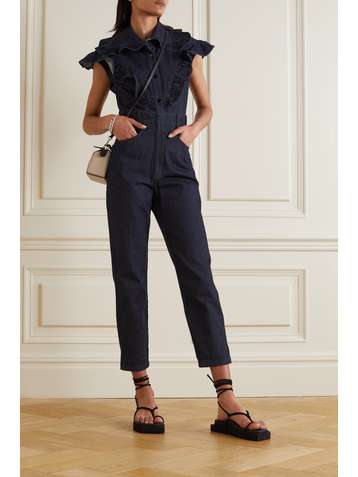 PHILOSOPHY DI LORENZO SERAFINI Ruffled denim jumpsuit