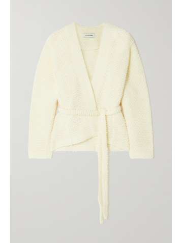 LE 17 SEPTEMBRE Cardigan effet cache-cœur en bouclé de laine à ceinture