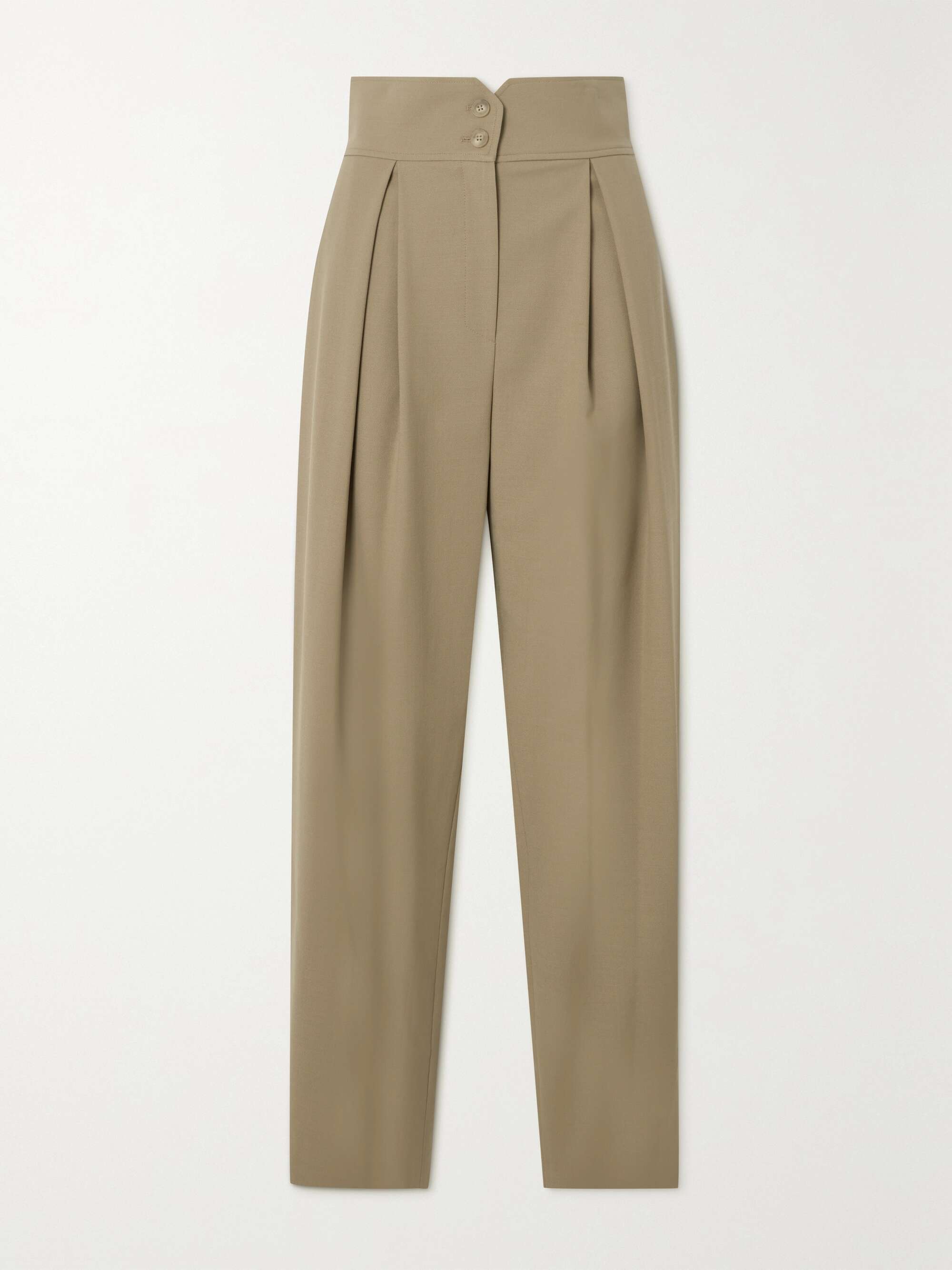 Beige Pleated wool-blend straight-leg 