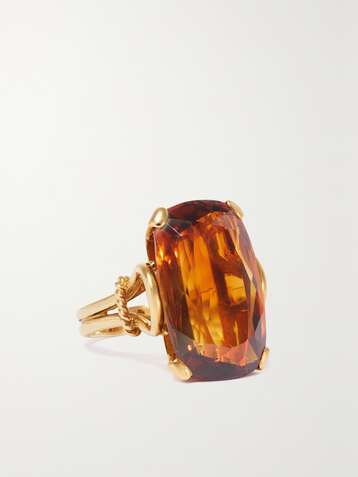 FRED LEIGHTON 1940s 18-karat gold citrine ring
