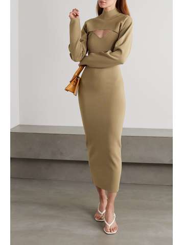 NANUSHKA Robe midi à superposition en mailles stretch Noa