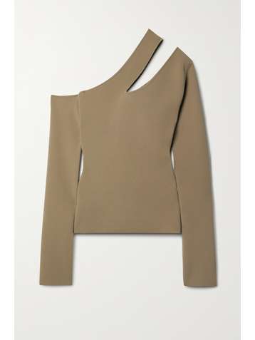 NANUSHKA Haut asymétrique en mailles stretch à découpe Olivia