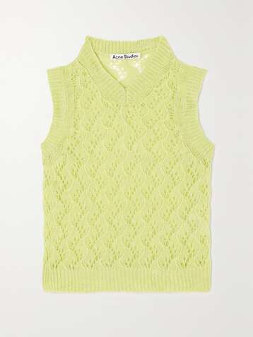 ACNE STUDIOS Cropped pointelle-knit wool tank