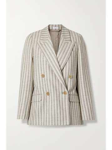 ACNE STUDIOS Double-breasted striped wool and cotton-blend blazer