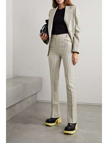 ACNE STUDIOS Double-breasted striped wool and cotton-blend blazer