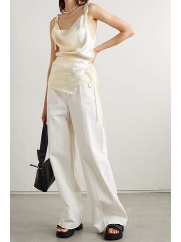 ACNE STUDIOS Hammered-satin and shell wrap top