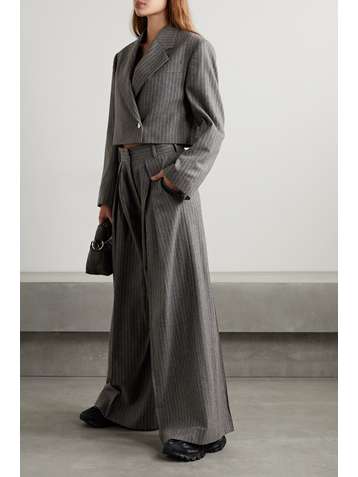 ACNE STUDIOS Pleated striped wool-blend wide-leg pants