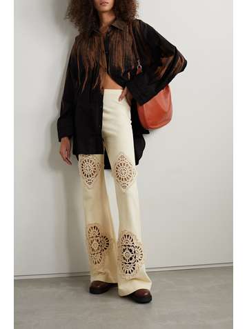 ACNE STUDIOS Pantalon droit en coton mélangé à finitions en crochet