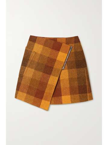 ACNE STUDIOS Asymmetric checked wool mini wrap skirt
