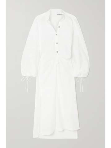ACNE STUDIOS Gathered washed cotton-blend poplin shirt dress