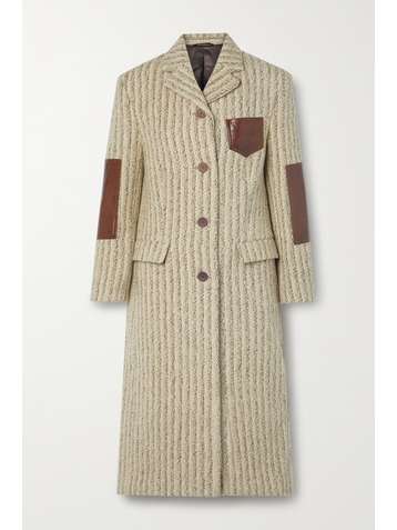 ACNE STUDIOS Leather-trimmed wool-blend tweed coat