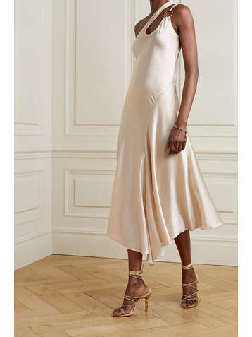 CULT GAIA Gwenyth asymmetric embellished silk-satin dress
