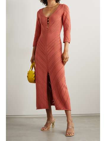 CULT GAIA Jhene pointelle knit cotton-blend midi dress