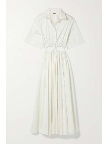 CULT GAIA Keegan cutout cotton-blend sateen midi shirt dress