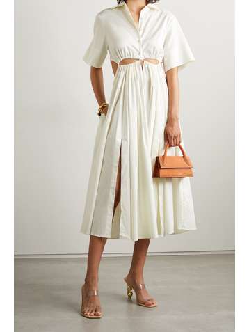 CULT GAIA Keegan cutout cotton-blend sateen midi shirt dress