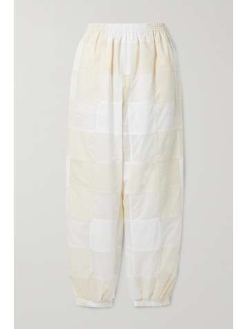 TORY BURCH Pantalon fuselé patchwork en popeline et en voile de coton