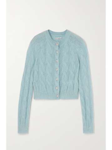 PACO RABANNE Cropped embellished cable-knit wool cardigan