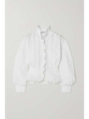 PACO RABANNE Ruffled broderie anglaise cotton-poplin shirt